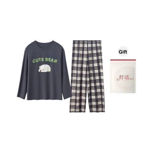 Пижамный комплект Red Beans At Home для весны и осени женский темно-серый