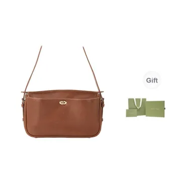 VANESSA HOGAN Top Grain Cow Leather Crossbody Bag Pochette, Shoulder Bag Women's Cocoa Red Brown/Obsidian Black