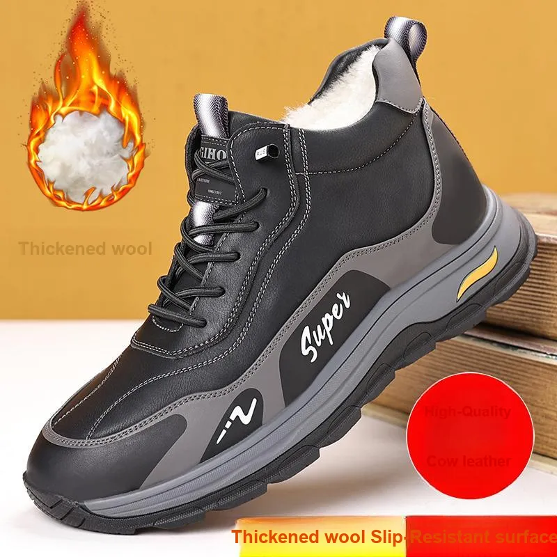 GIHO Insulated Shoe Warm Mid-Top Casual Shoes Men's Black-7