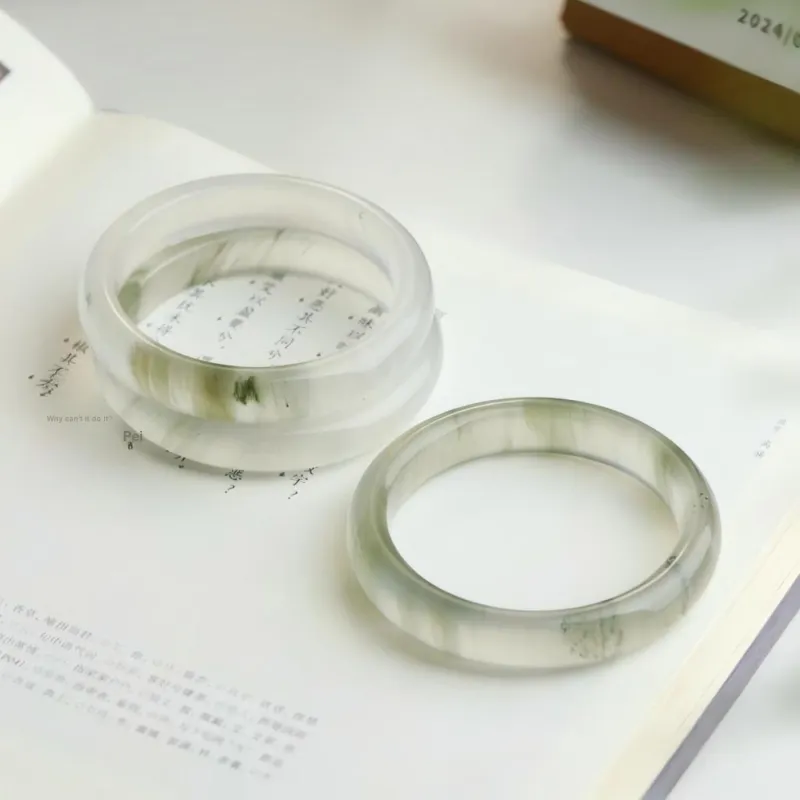 Artisan Lock Heart Jade Tianshan Jade Bangles Women's-4