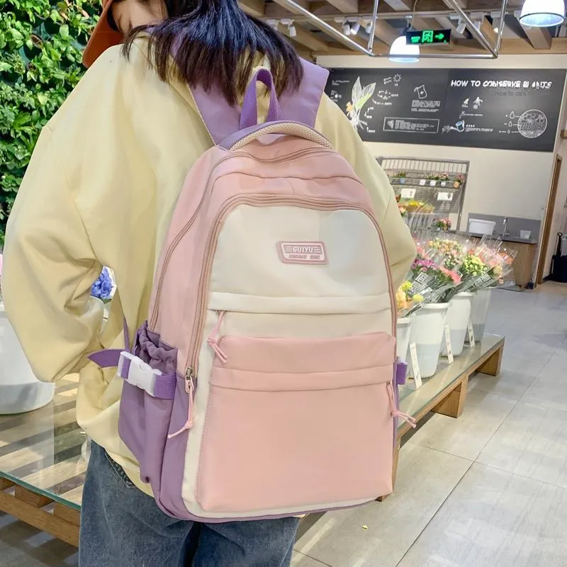 WICKBUEN Nylon Backpack Women's Orange Red/Purple/Blue/Black-13
