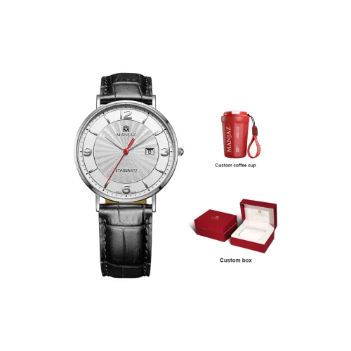 MANJAZ Кварцевый механизм Часы Женские Белый циферблат