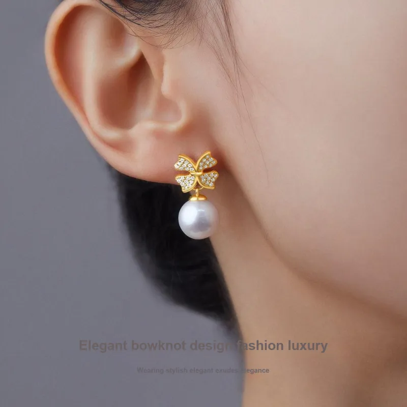 ME LUXE Pearl Hoop Earrings, Adorable Sweet Style, Classic And Versatile Women's-2