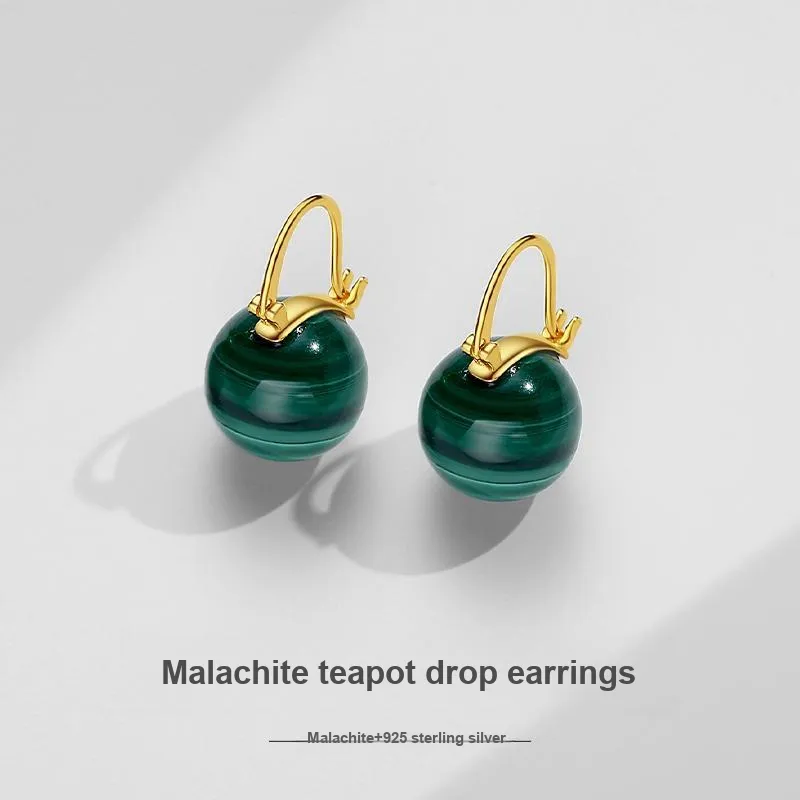 QIAOWUQIAONV Malachite Earrings Women's-1