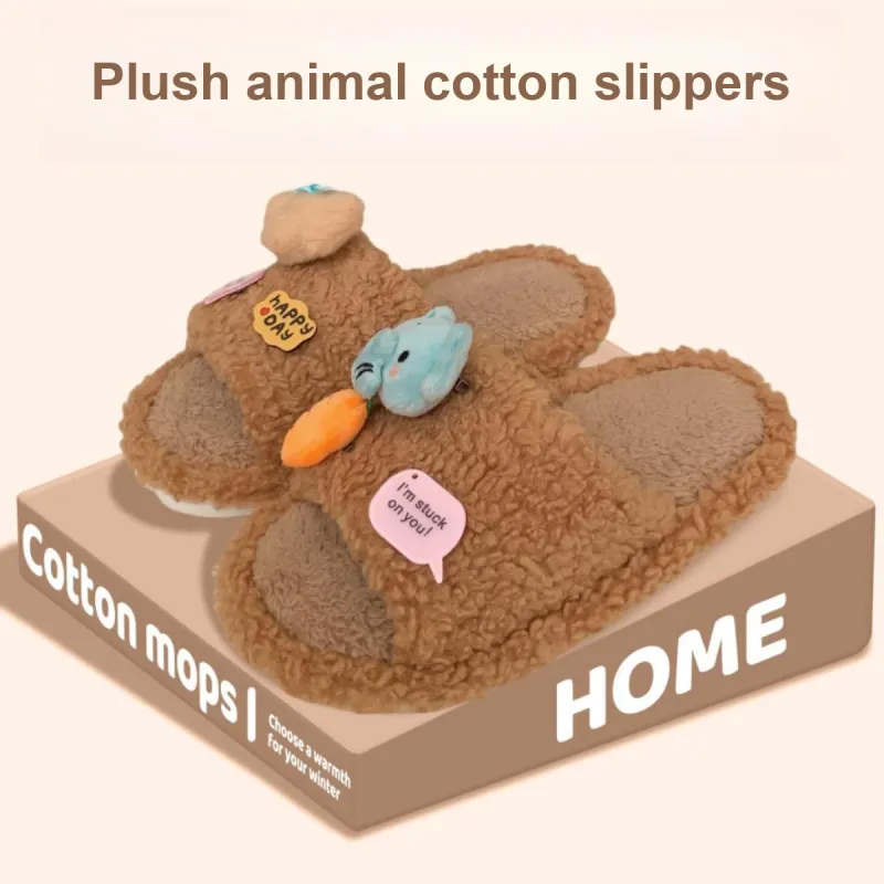 SHIGUDE Indoor Cotton Slipper Shoes Women's Brown-1