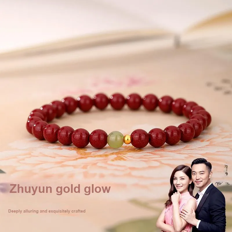 JINLIUFUJIXIANG Reconstructed Cinnabar Bracelets Unisex-5