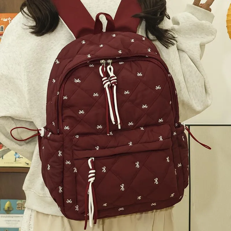MOK Oxford Backpack Women's Black/Pink/Burgundy/Light Brown/Beige-12