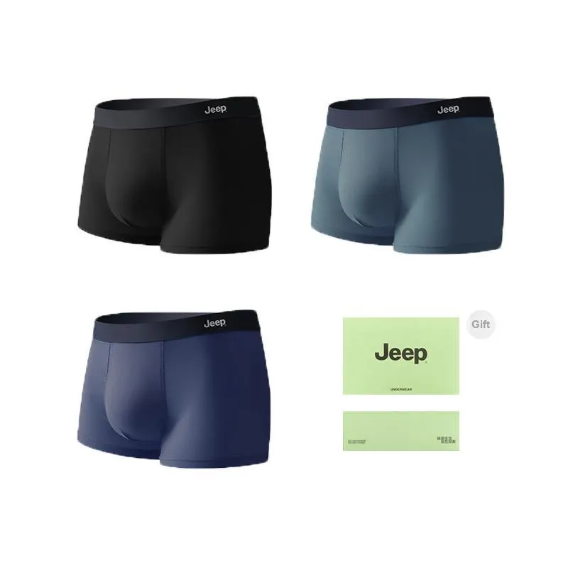 Jeep Underpants Comfortable And Breathable Versatile 100% Cotton Men's Box 3 Pack-4