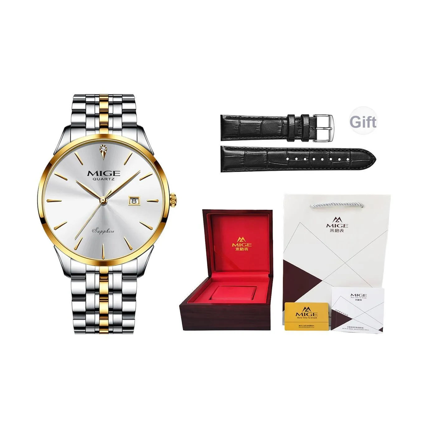 MIGE Кварцевый механизм ремешок из нержавеющей стали мужские часы серебристый циферблат