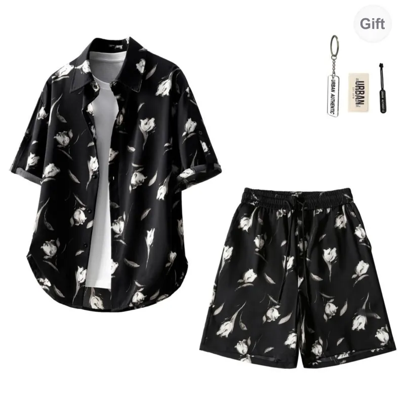 URBAN AUTHENTIC Shirt Matching Set Unisex Black-1