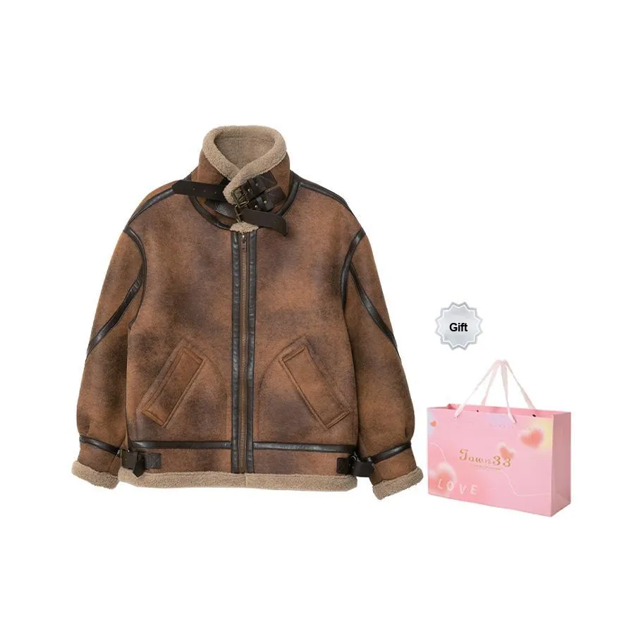 SUNSUNTOWN Leather Jackets Women's