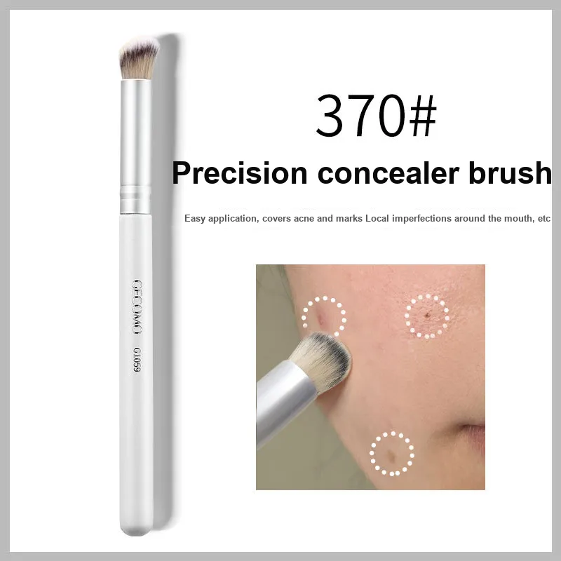 GECOMO Angled Tip Concealer Brush+Oil Absorbing Paper Combo, Built in Mirror Powder Puff, Makeup Tool-5