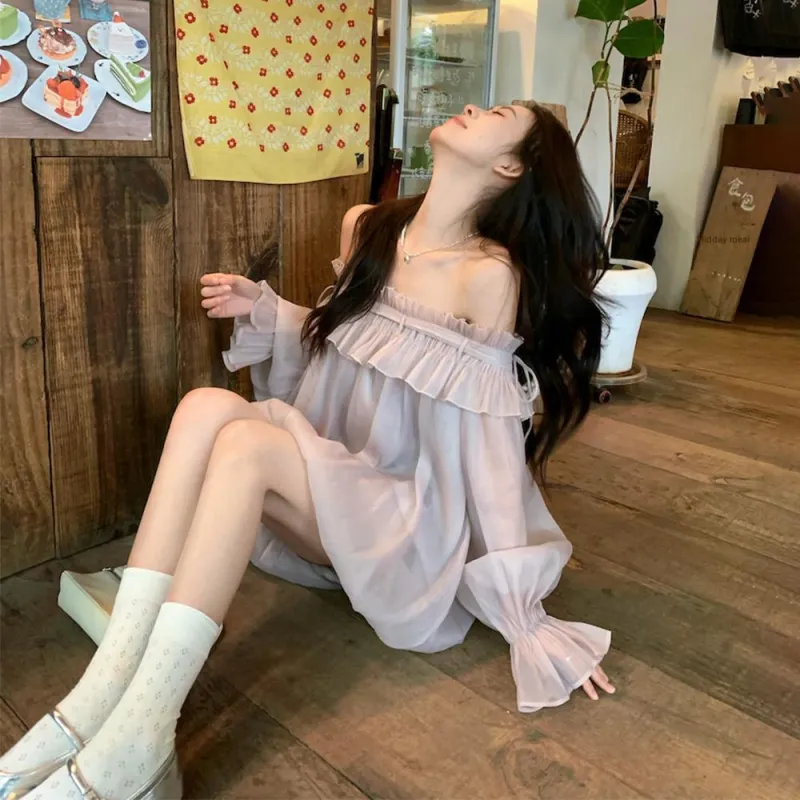 IDLE SOUL Long Sleeved Dress Women's Smoke Purple-3