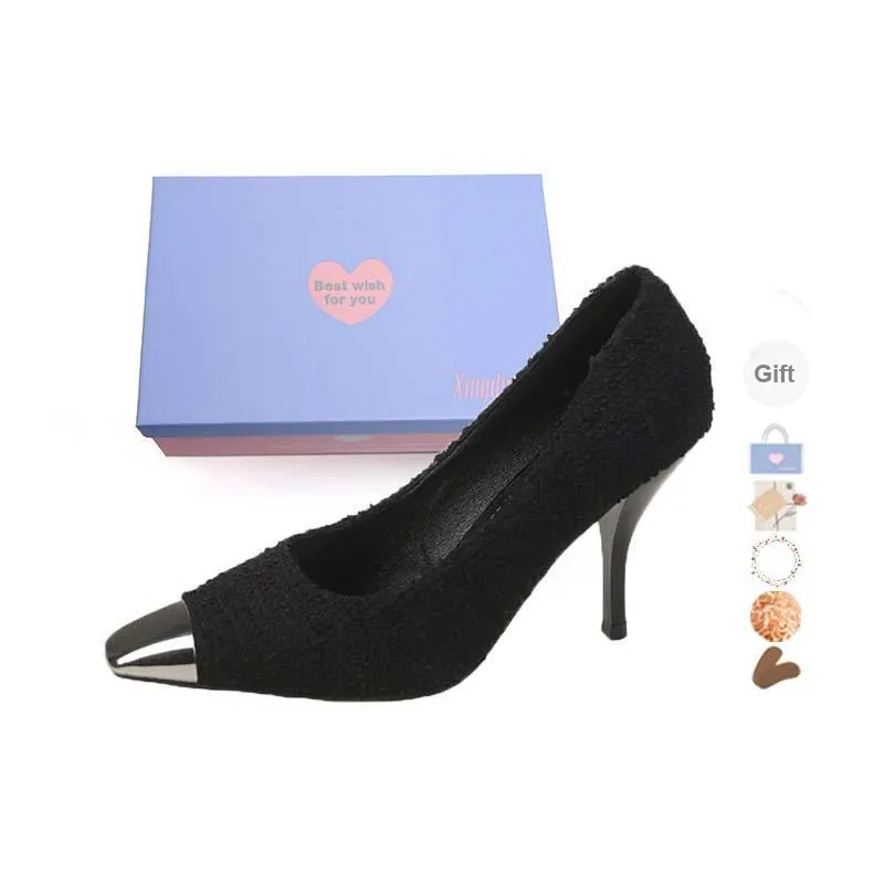Xingdiman Slim Heel High Heels Women's Black Gift Box Set-31