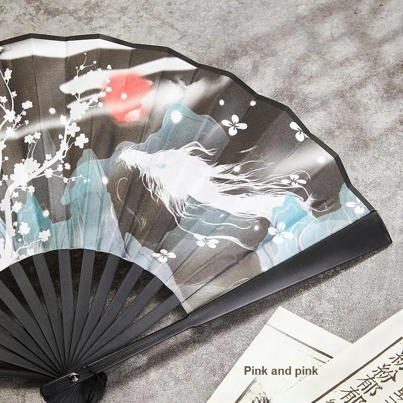 Pleasant Language Twill Damask And Silk Folding Fan-14
