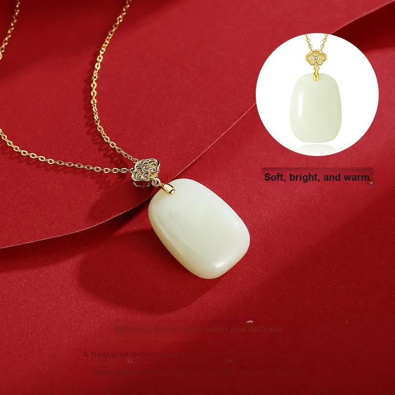 Royal Heaven's Choice Hetian Jade Pendants Pale Greenish White Jade Women's-2