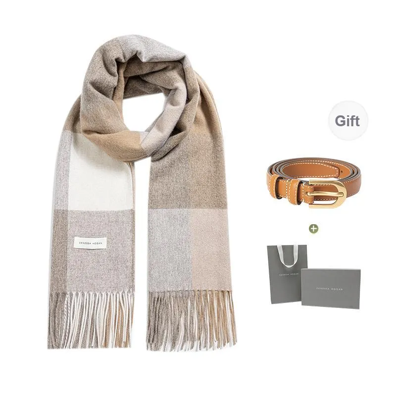 VANESSA HOGAN 100% Australian Wool Plaid Plush Yarn Shawl Cloak Unisex-19
