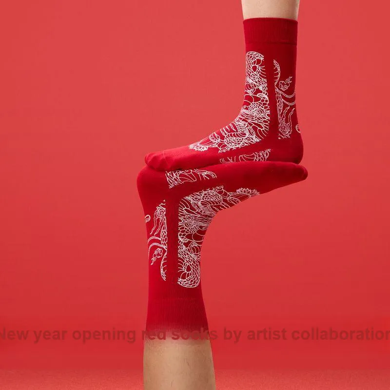 Bananain Red Plan Series Knee High Socks Unisex Box Of 3 Pairs-6