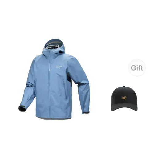 Arcteryx Alpha Series Windbreaker Jackets Men Polished Stone Blue+Hats & Caps