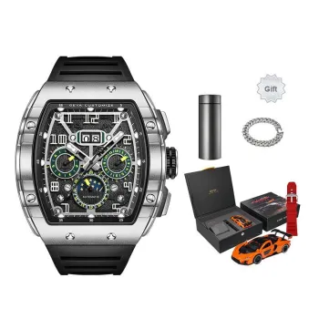 GEYA Automatic Mechanical Movement Silicone Strap Watch Men's Watches Black Dial