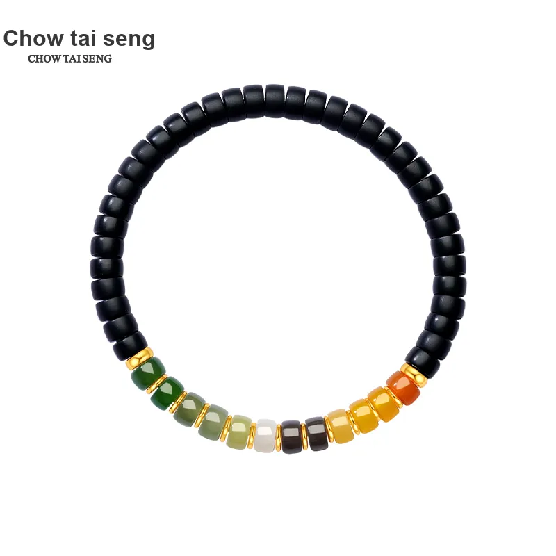 CHOW TAI SENG Beaded Bracelet Fortune Black Jade Unisex-5
