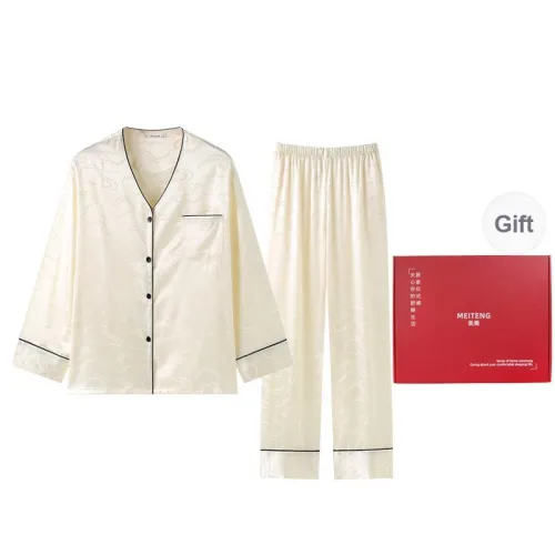 MEITENG Pajama Set Spring And Fall Season Women's Ecru