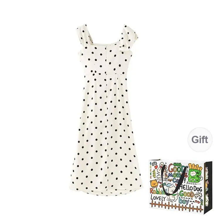 DEDY Sleeveless Dresses Women's Polka Dot Rice Shopping Bag-1