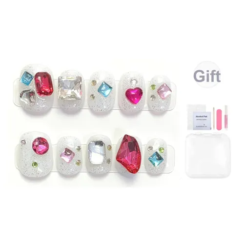 Yun Yue Joe Весенний Летний Премиум Осветляющий False Nail Короткий LADDER Белый Однотонный Flashing