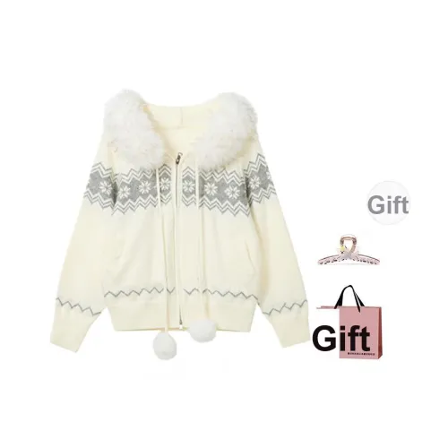 BAIDAIFEI Белый + Эксклюзивная сумка для покупок + Заколка-краб Женская трикотаж