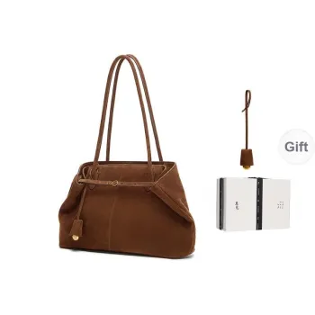 SUPERMERCY One Stroke Series Top Grain Sheepskin Tote Bag, Shoulder Bag Large Size Women's Sandalwood Brown/brown