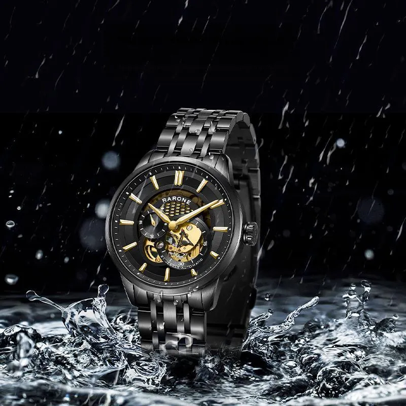 RARONE Interstellar Series Time Traveler Mechanical Movement Stainless Steel Watchband Watch Men's Watches Cut Out Dial-3