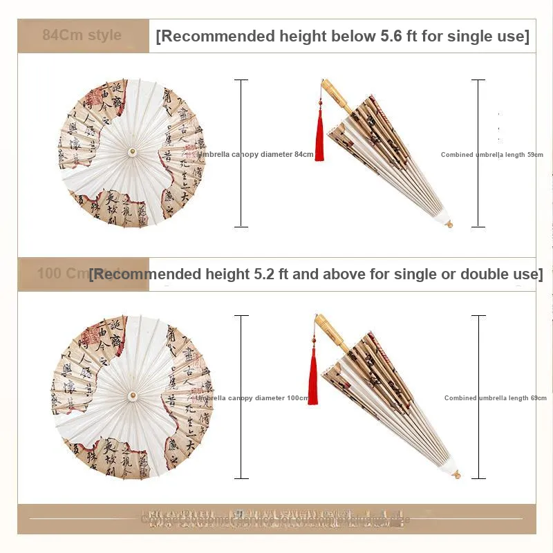 BILIUFU Luzhou Non Heritage Oil Paper Umbrella Unisex Handcrafted Umbrella Sunny And Rainy Dual Use Umbrella-4