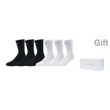 Milk White Blue Box+6 Pack (White *3+Black *3-Thigh-High Socks)