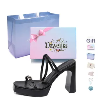 Dawei's House One Strap Sandals Women's Black Gift Box Set