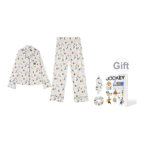 JOCKEY x BERRY AKTUGLU Пижамный комплект Женская Белая с принтом