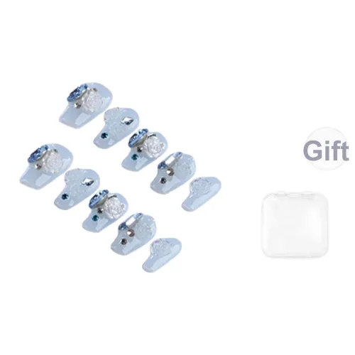 Fanze Ледяной синий градиентный Camellia False Nail средний LADDER синий Smudge 20 мм