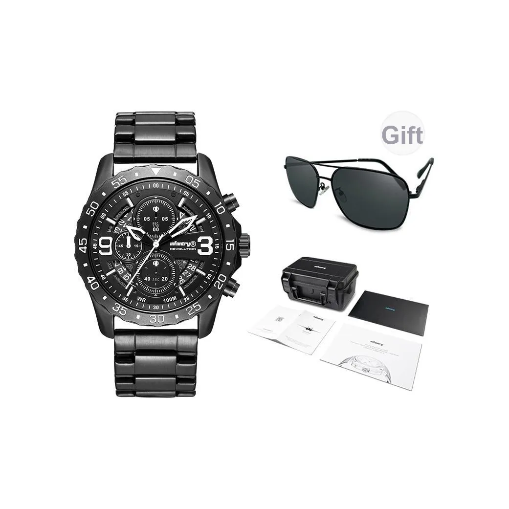 INFANTRY Leapster Кварцевый механизм нержавеющая сталь ремешок мужские часы черный циферблат