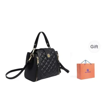GELANDAI Sheepskin Shoulder Bag, Crossbody Bag, Handbag Regular Women's Black