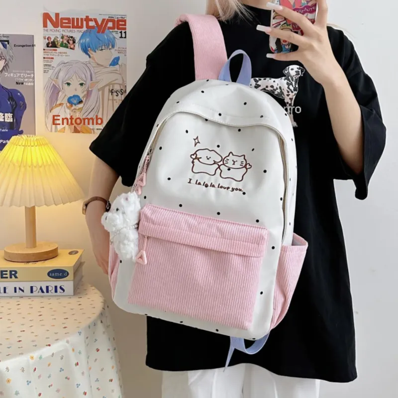 Meow In The Grass Nylon Backpack Unisex Multicolor-16