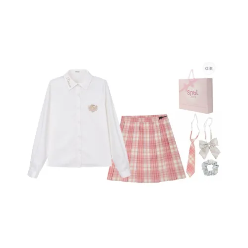 Snbl Клетчатая Юбка + Белая Рубашка Женская Униформа