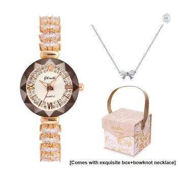 Jbaili Automatic Mechanical Movement Metal Strap Watch Women's Watch Gold Dial