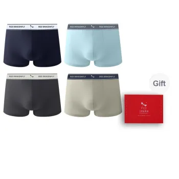 RED DRAGONFLY Cotton Panties Men's Gift Box Set Of 4