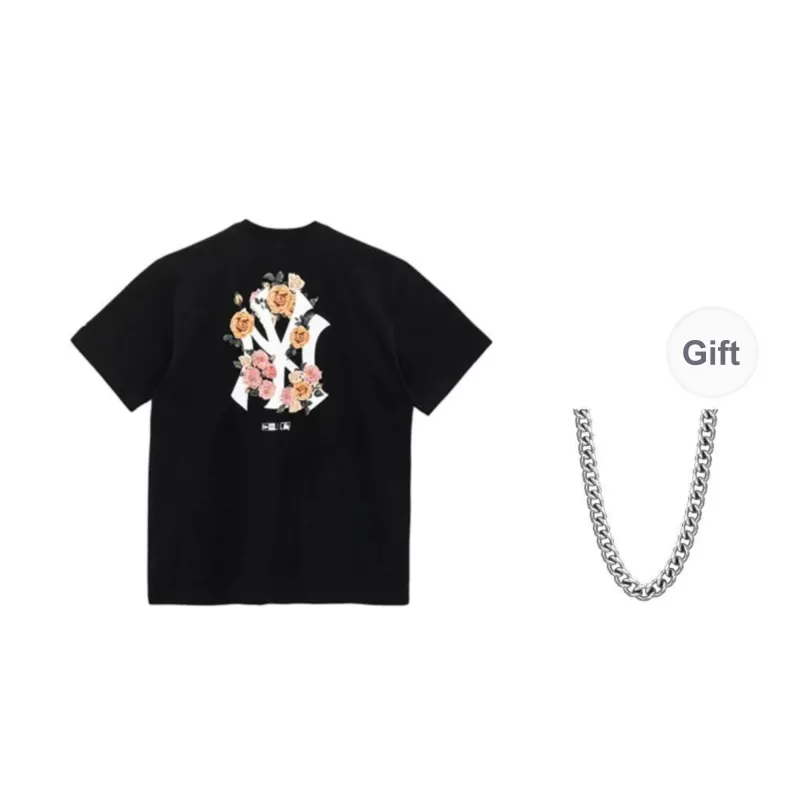 New Era T-Shirts Unisex Black Comes With Necklace-0