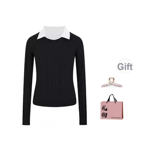 BAIDAIFEI Черный + Эксклюзивная сумка для покупок + Заколка-краб Женская трикотаж