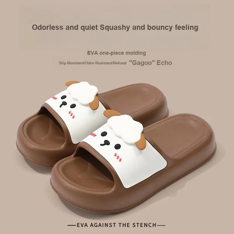 Foot Recreation Summer Comfortable Soft Noise Reducing Cute Lamb Slippers, Home Slippers, Couple Same Style-1