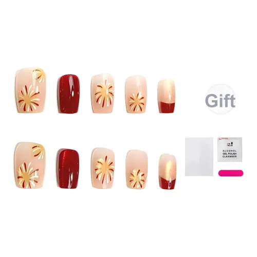 JIABITU Ослепительный цвет Фейерверк Съемный Стиль False Nail Короткий LADDER Однотонный Телесный Новый китайский стиль