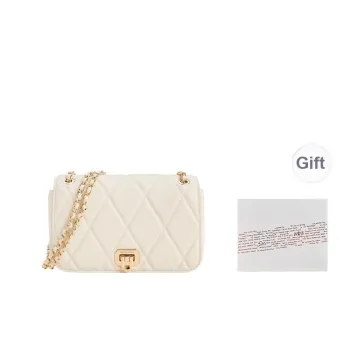 CHARLES&KEITH PU Small Square Shoulder Bag, Crossbody Bag Trumpets Women's Cream Milk White/Black/Light Pink Light Pink