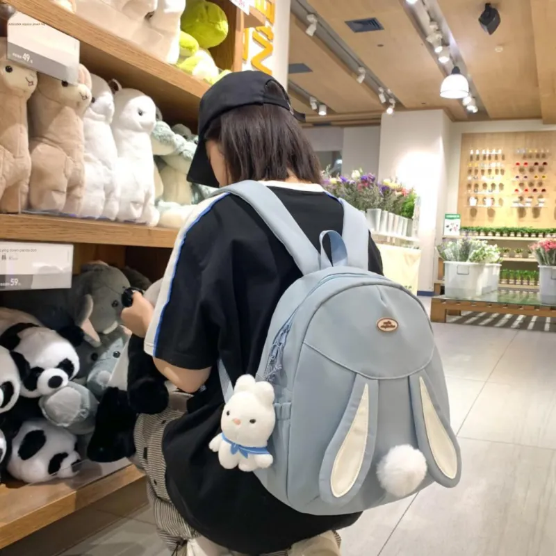 URBAN FOREST Nylon Backpack Unisex White/Black/Pink/Yellow/Blue-26