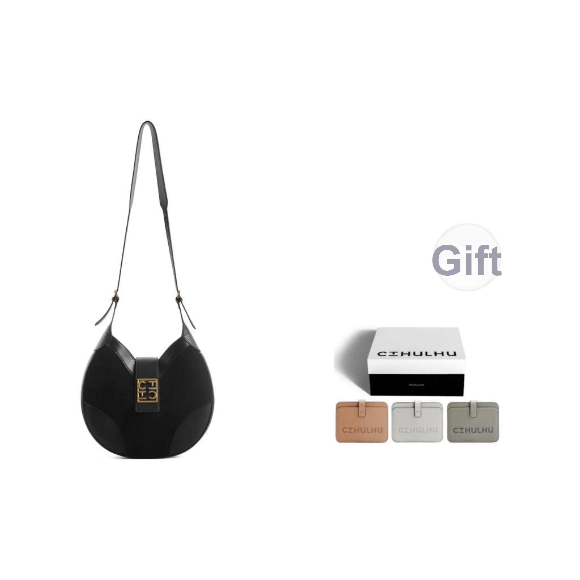 Cthulhu Cow Leather Detachable Long Shoulder Strap Hobo Saddle Bag Shoulder Bag Medium Size Women's Brown