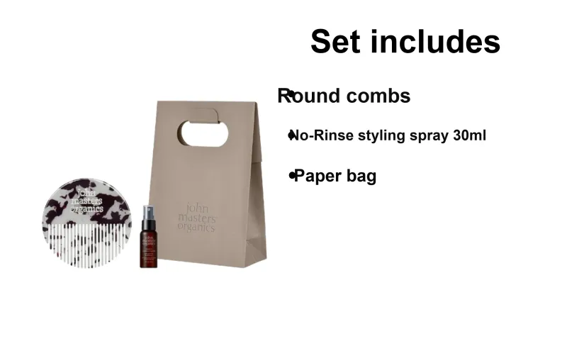 John Masters Organics G&C No-Rinse Treatment Spray Round Comb Set Complaisant-1